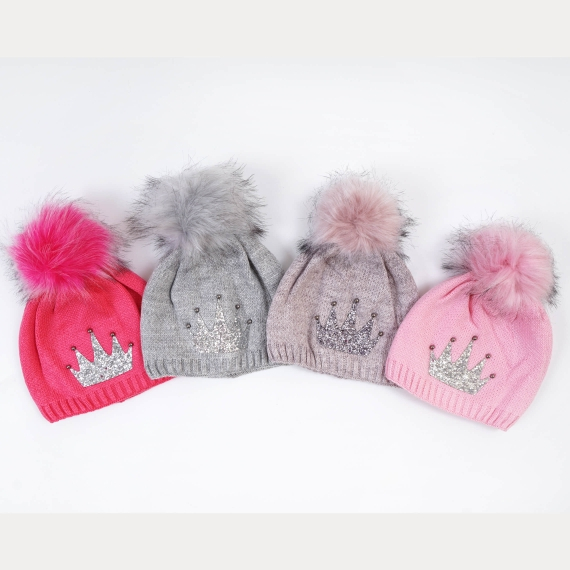 Шапка на флісі для дівчинки мишиний в'язка