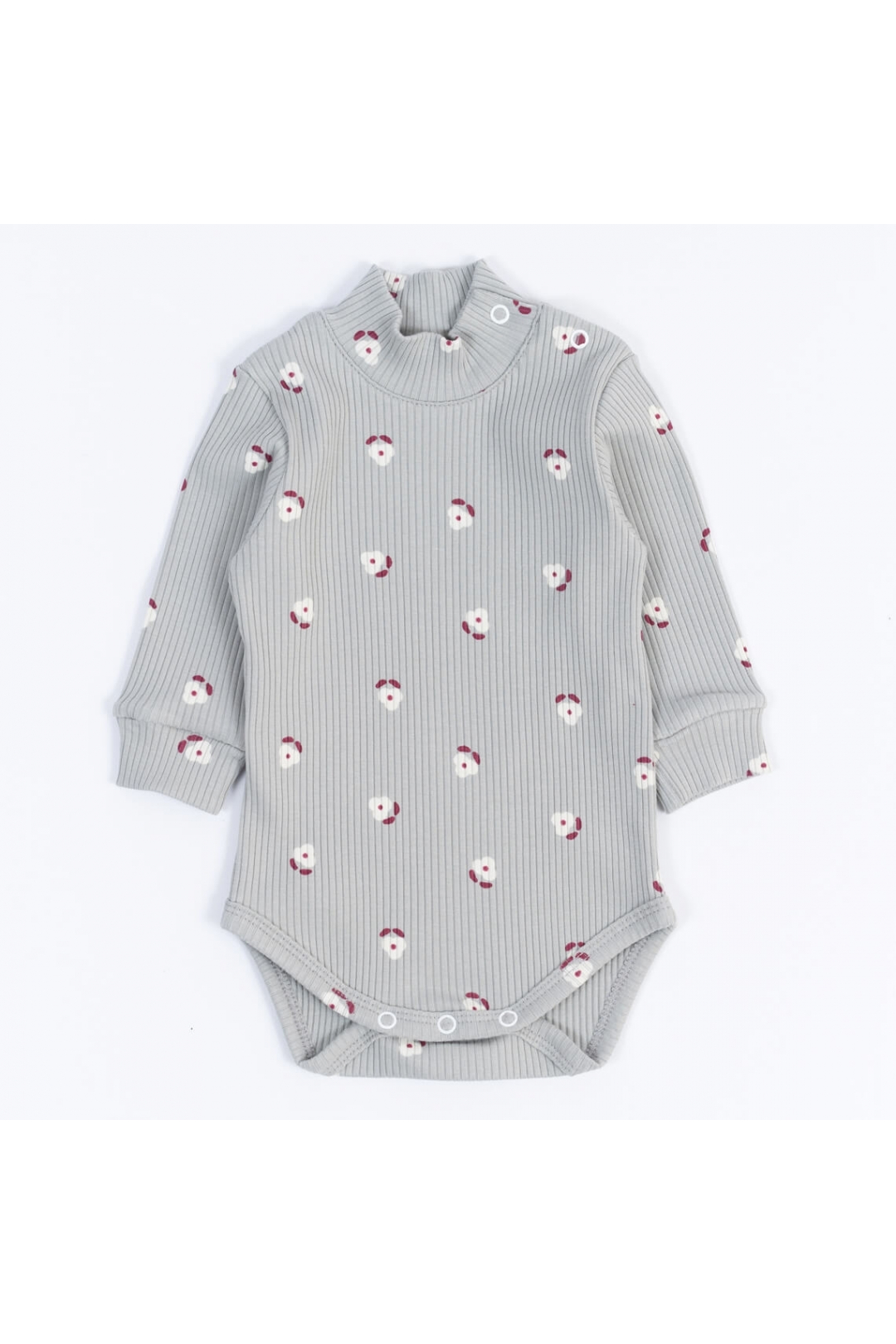 Боді для дівчинки Квіточка сірий рубчик преміум