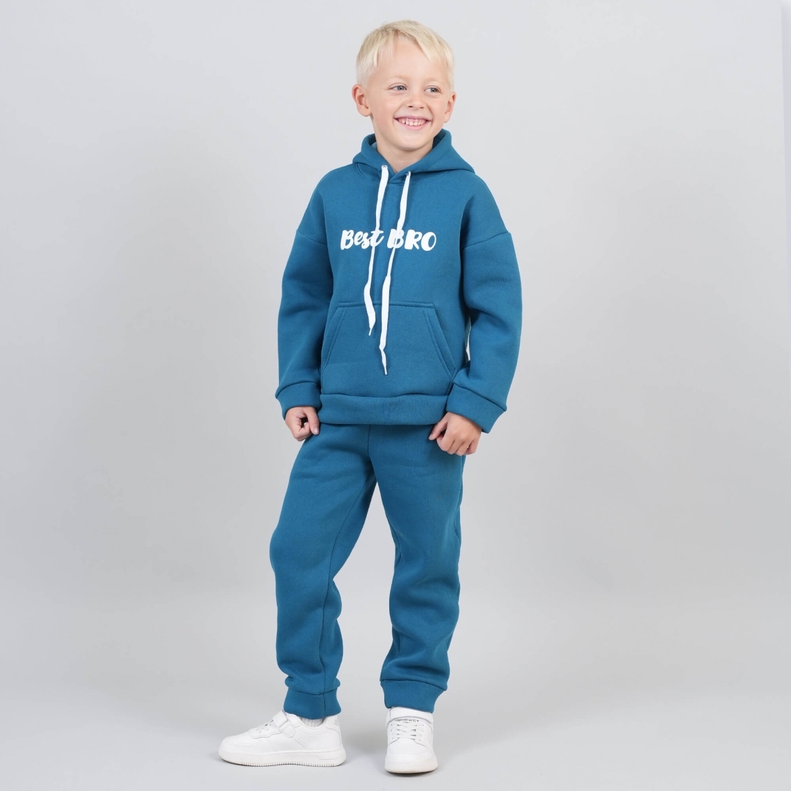 Костюм теплий для хлопчика індиго тринитка на флісі