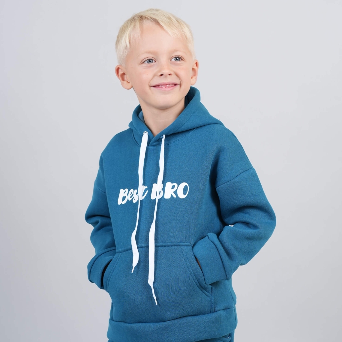 Костюм теплий для хлопчика індиго тринитка на флісі - 1