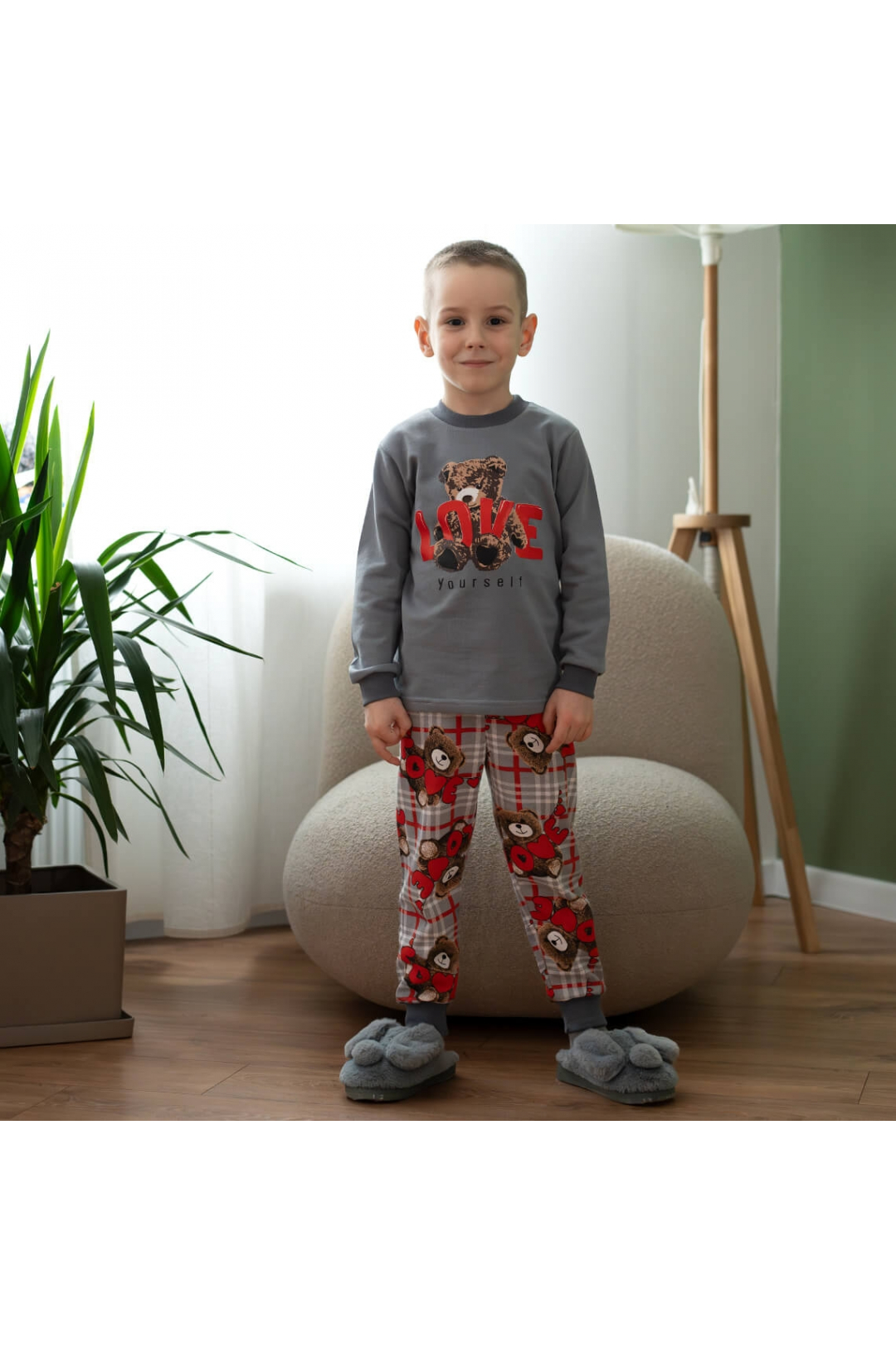 Піжама для хлопчика графіт начіс (футер)