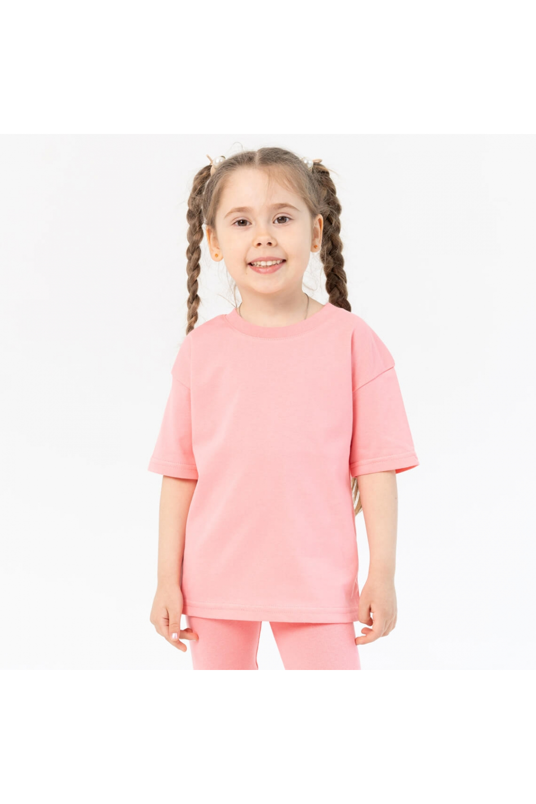 Футболка оверсайз для дівчинки кораловий кулір