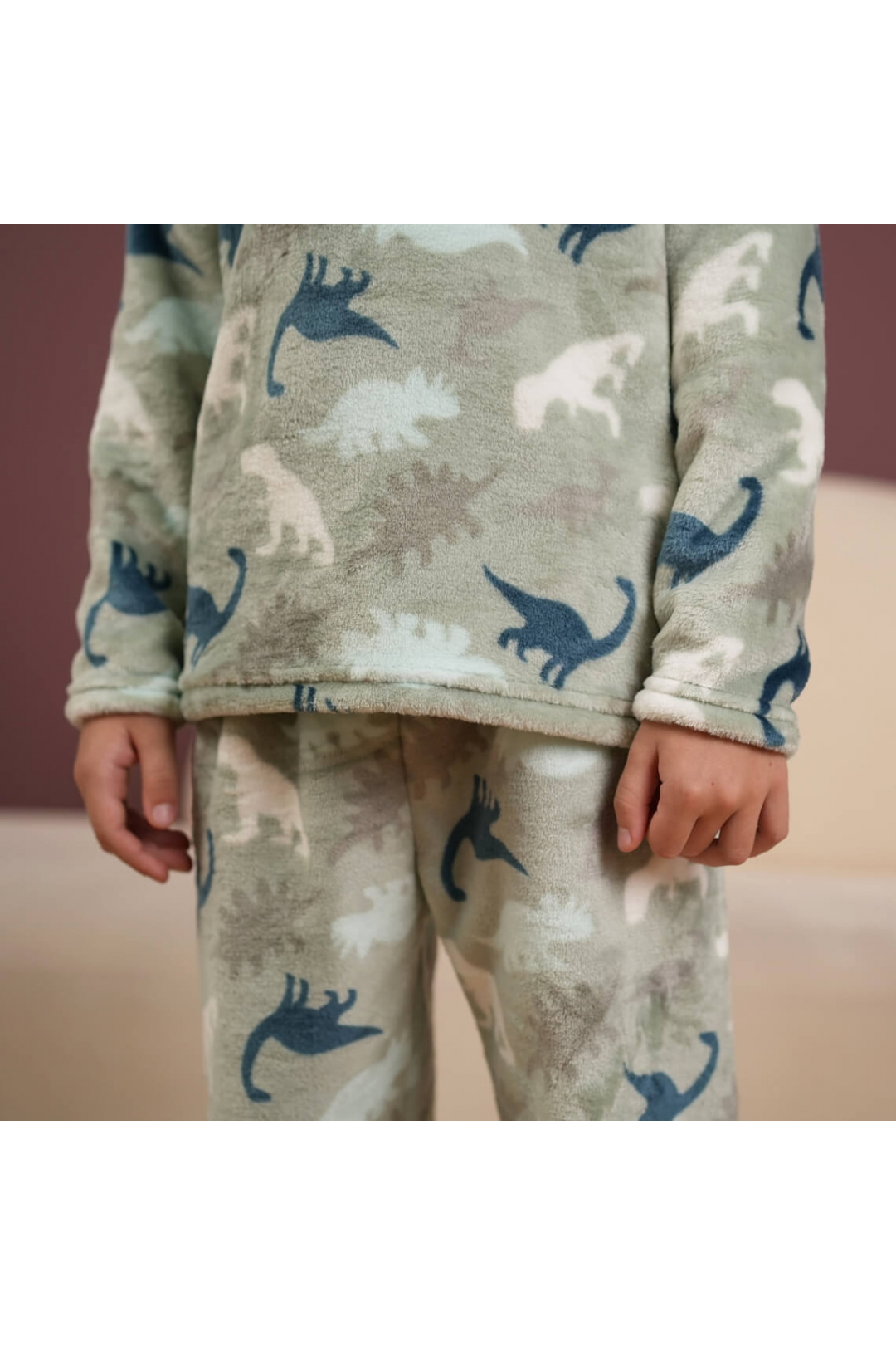 Піжама тепла для хлопчика  Діно оливковий велсофт