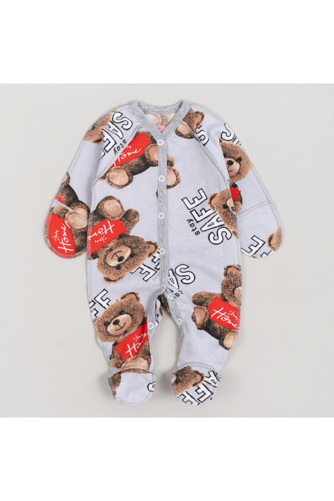 Сліп для новонароджених Ведмедики сірий начіс високої якості(футер)