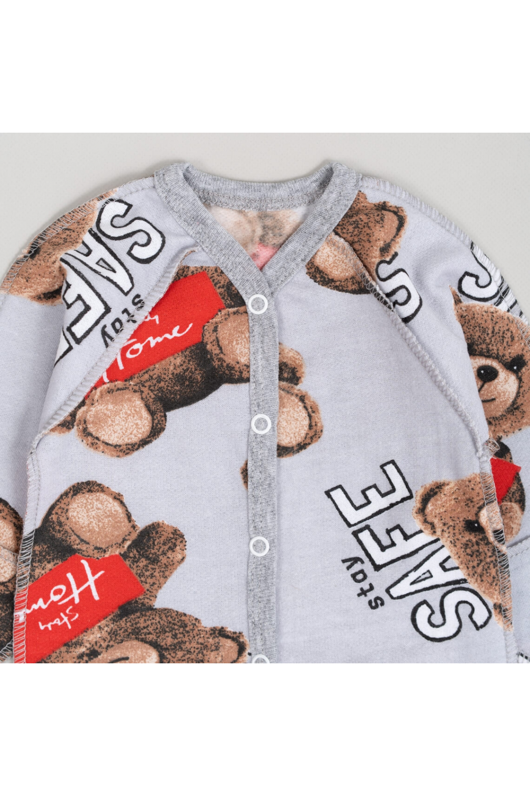 Сліп для новонароджених Ведмедики сірий начіс високої якості(футер)