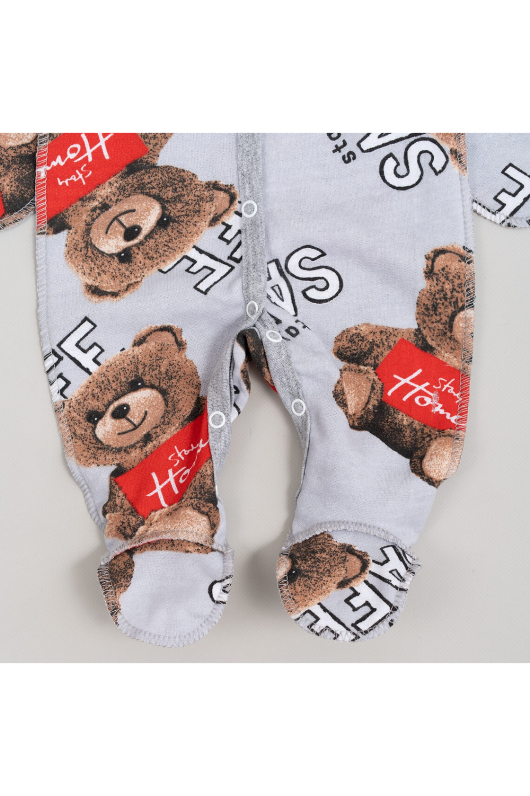 Сліп для новонароджених Ведмедики сірий начіс високої якості(футер)