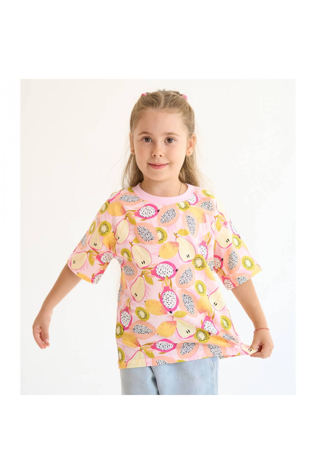 Футболка для дівчинки Фрукти рожевий кулір