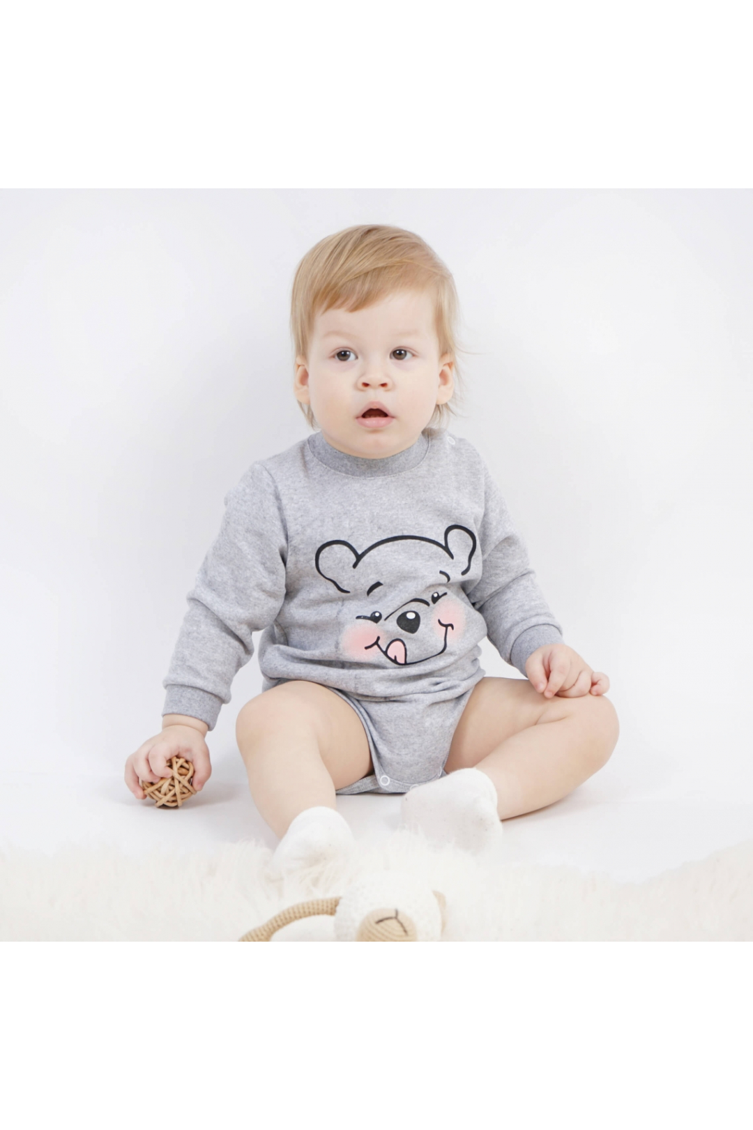 Боді для малюків Ведмежатко сірий начіс (футер)