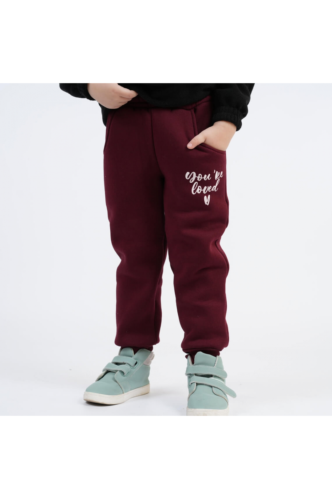 Штани для дівчинки бордо тринитка на флісі