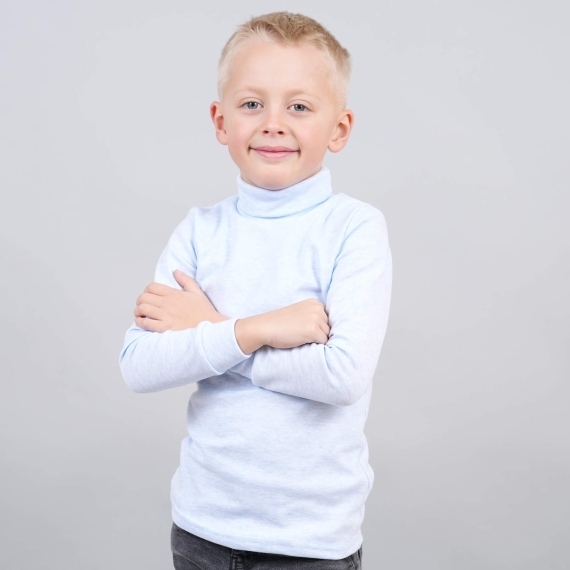 Гольф для хлопчика блакитний -меланж стретч начісний