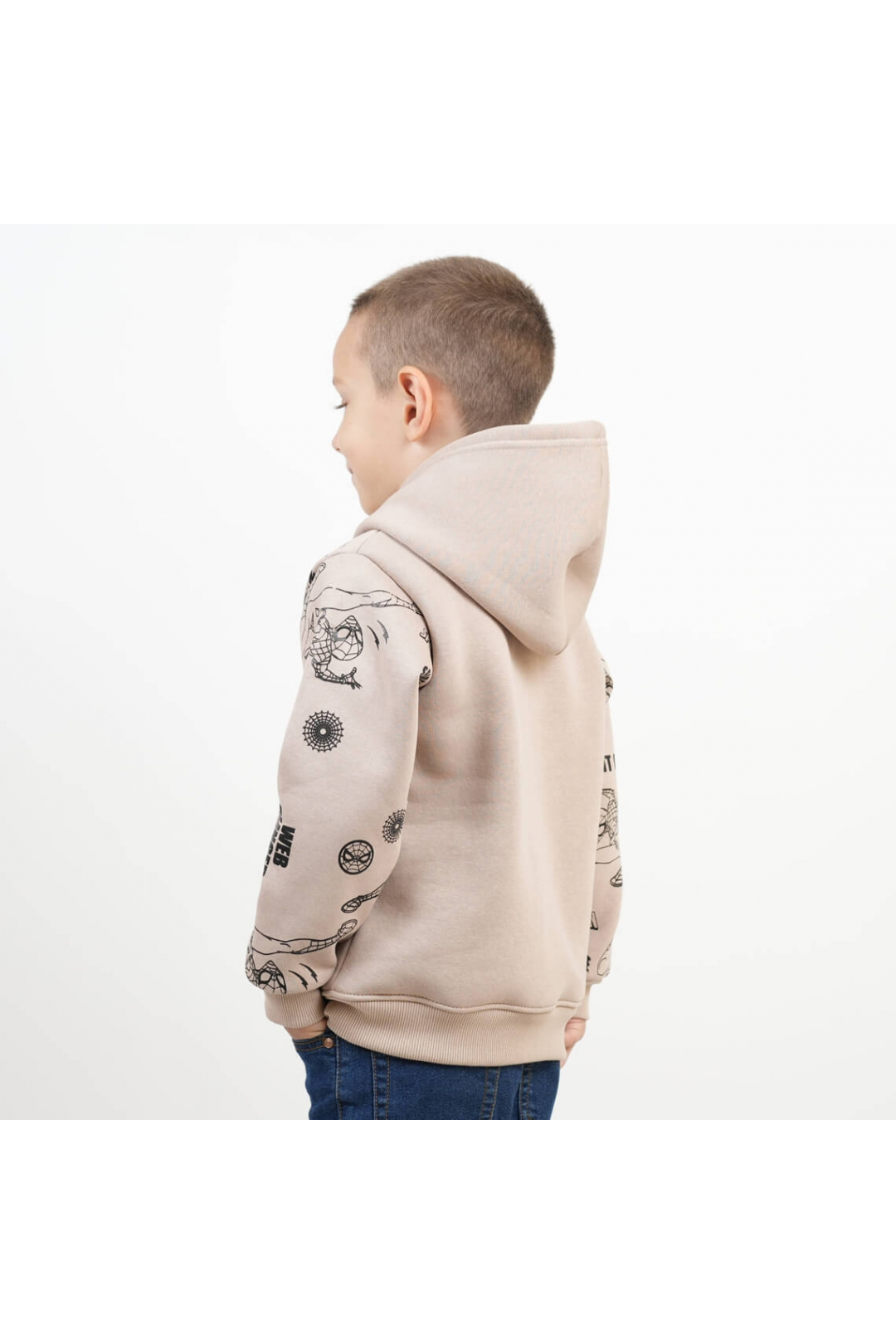 Худі для хлопчика бежевий тринитка на флісі