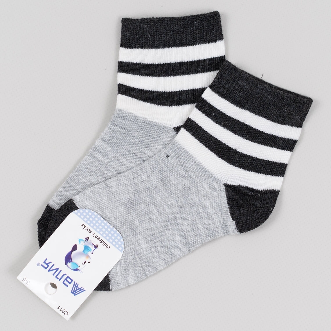 Шкарпетки для хлопчика сірий-чорний бавовна