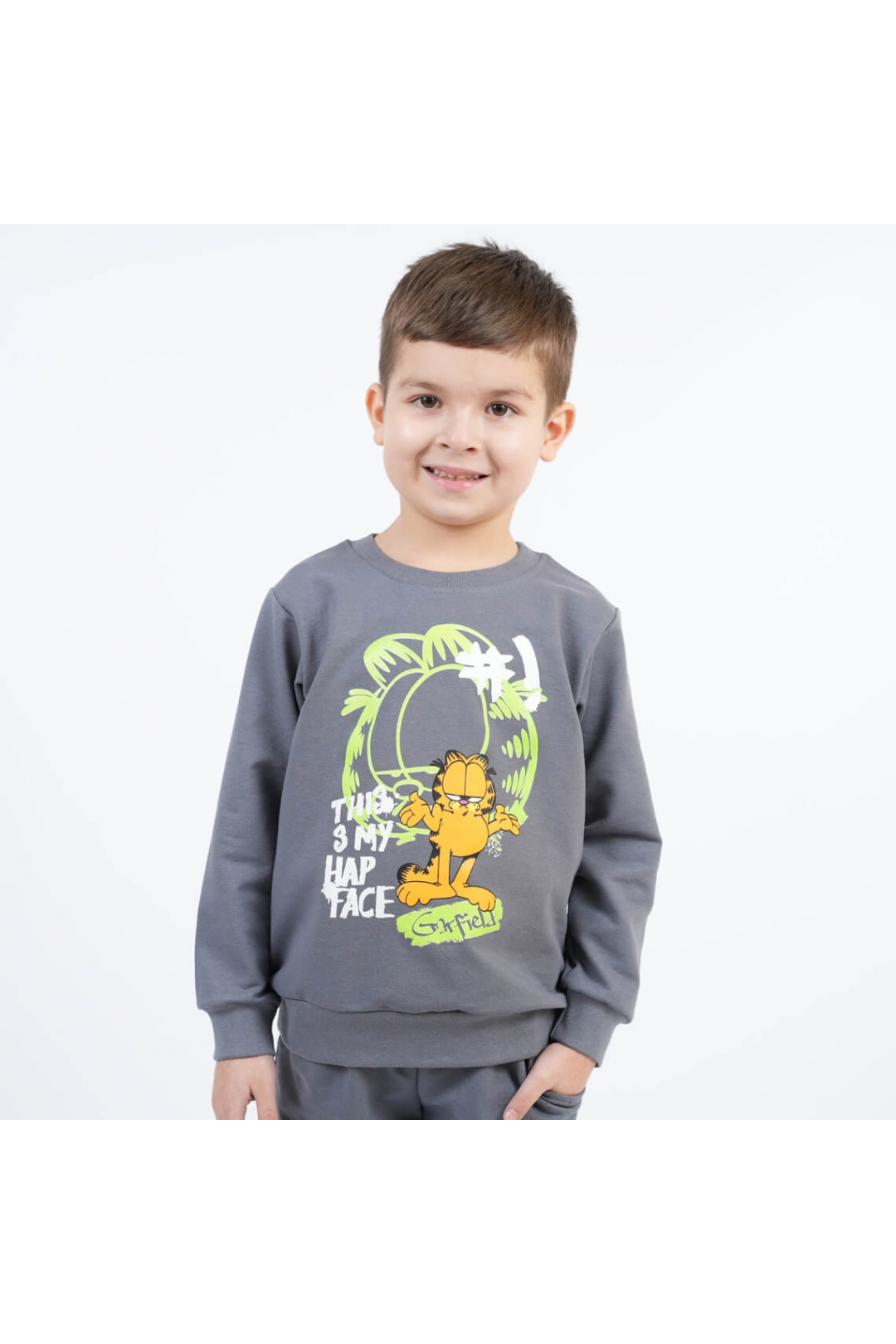 Світшот для хлопчика Гарфілд графіт двунитка