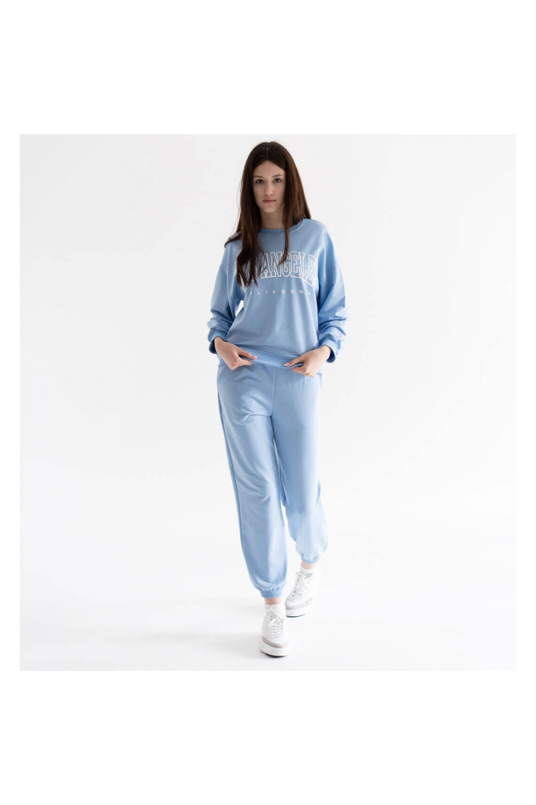 Костюм жіночій блакитний двонитка