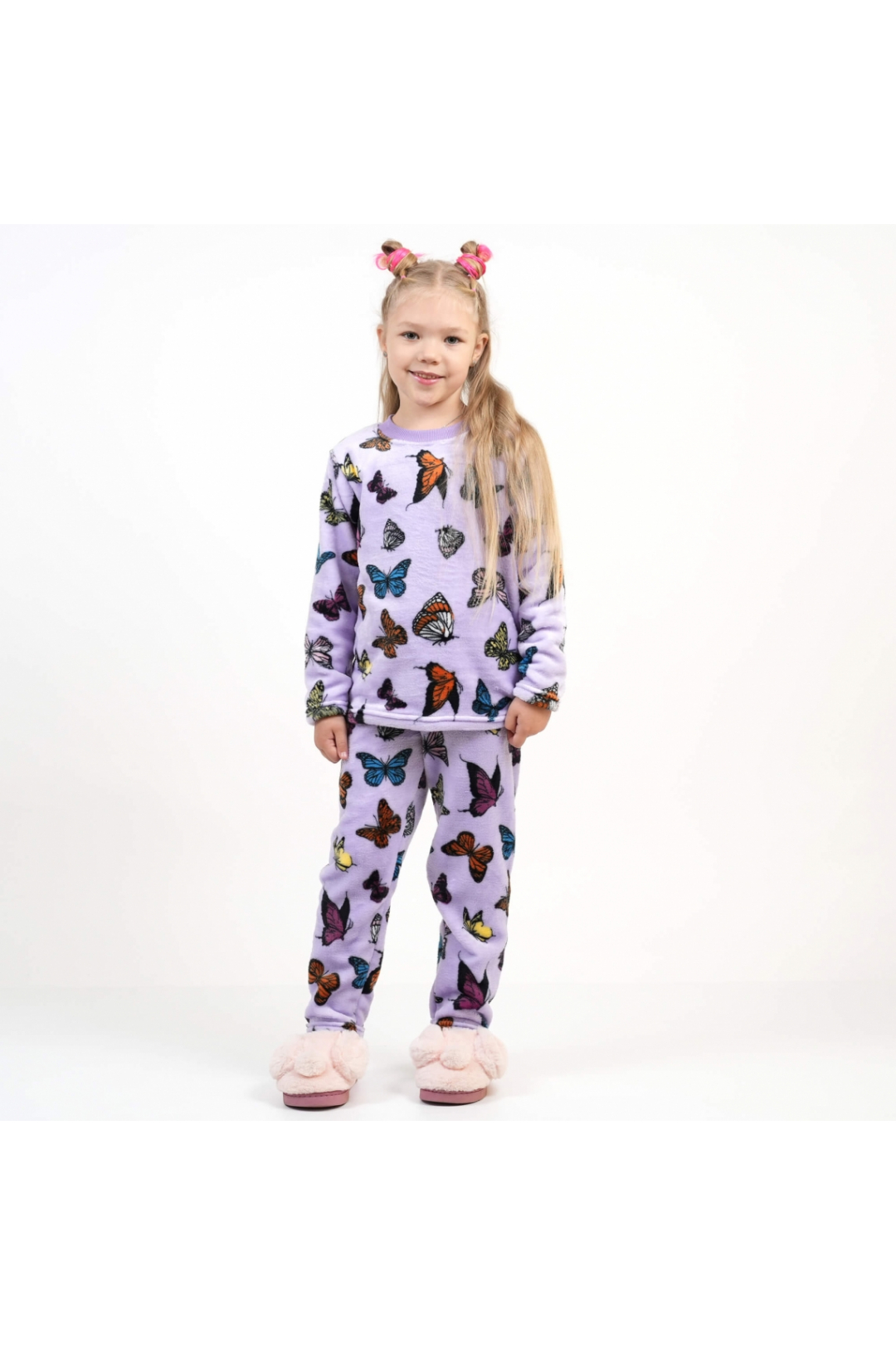 Піжама для дівчинки  Метелики бузковий велсофт