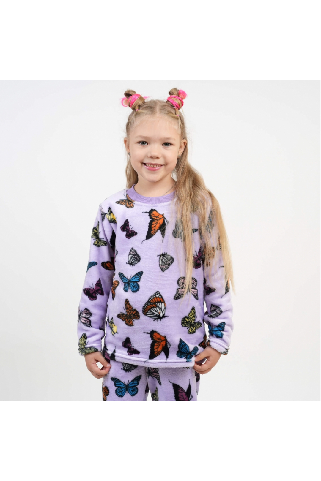 Піжама для дівчинки  Метелики бузковий велсофт