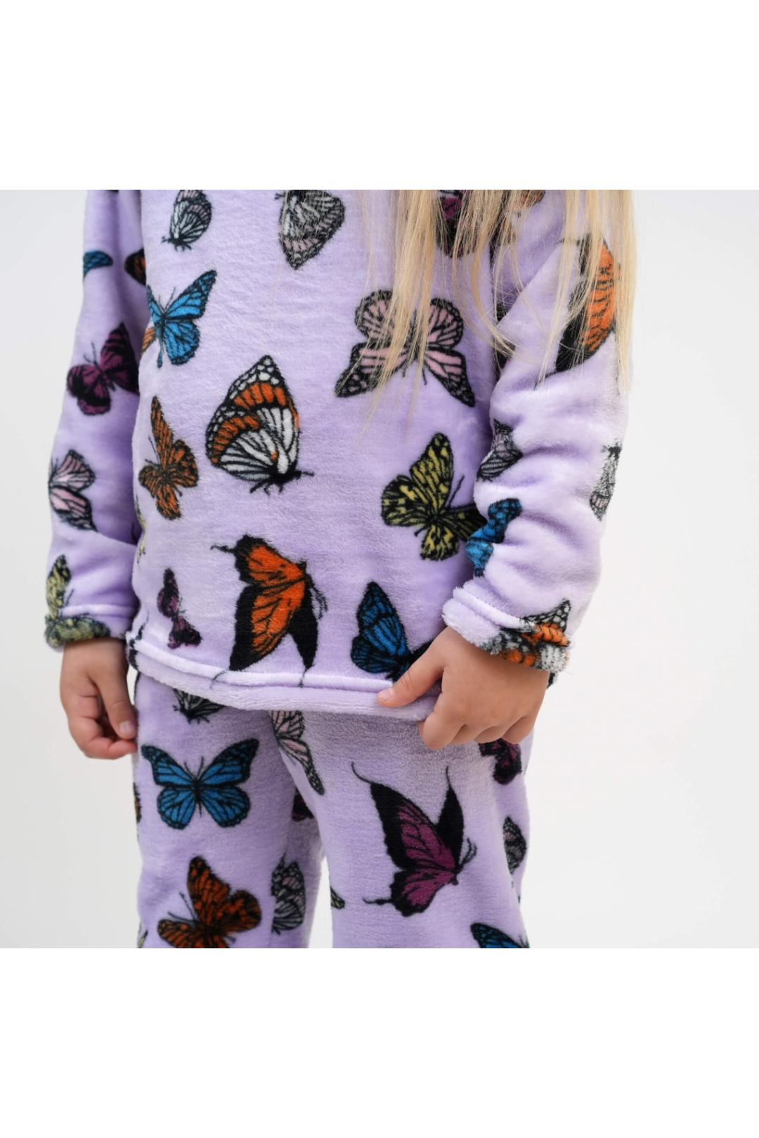 Піжама для дівчинки  Метелики бузковий велсофт