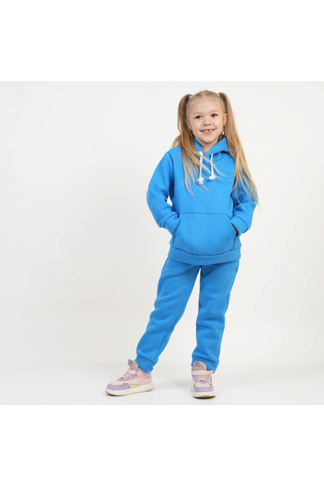 Костюм теплий для дівчинки бірюзовий тринитка на флісі