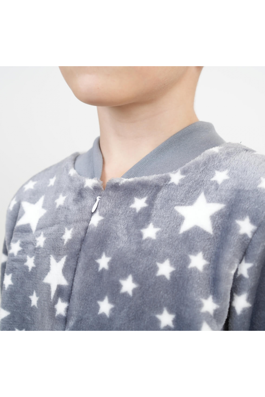 Піжама-комбінезон для хлопчика Зірки сірий велсофт