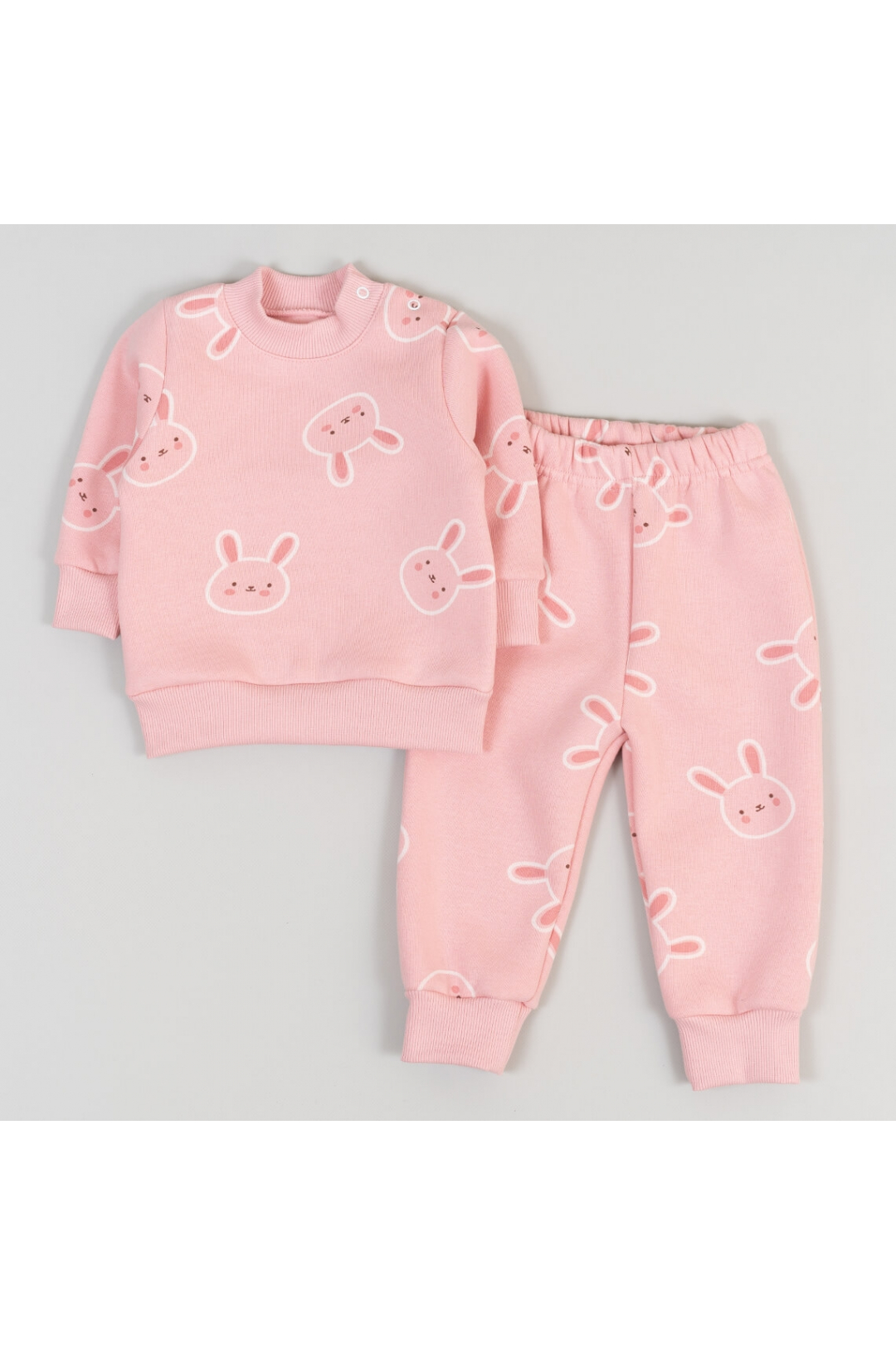 Костюм для дівчаток Зайчата рожевий тринитка на флісі