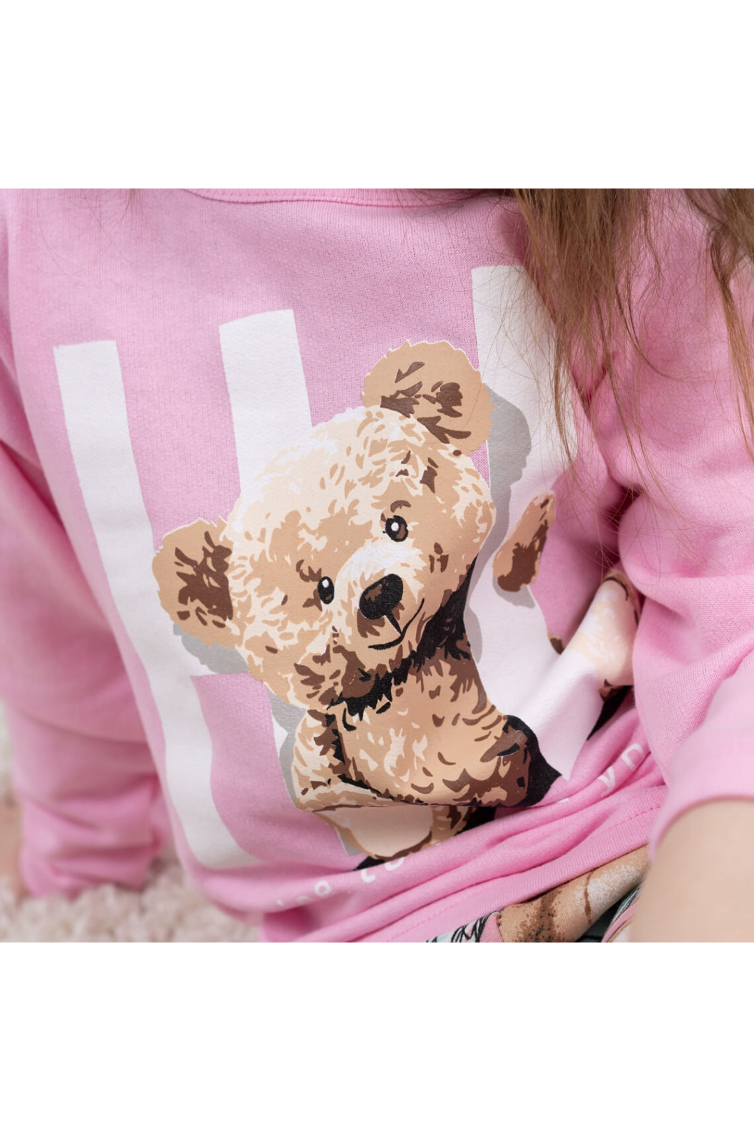 Піжама  для дівчинки Ведмедик рожевий начіс(футер)