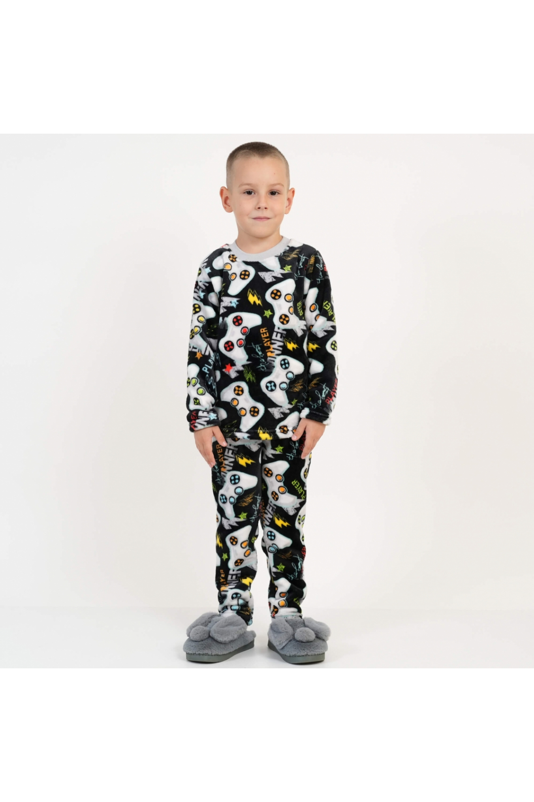 Піжама для хлопчика Джойстики чорний велсофт