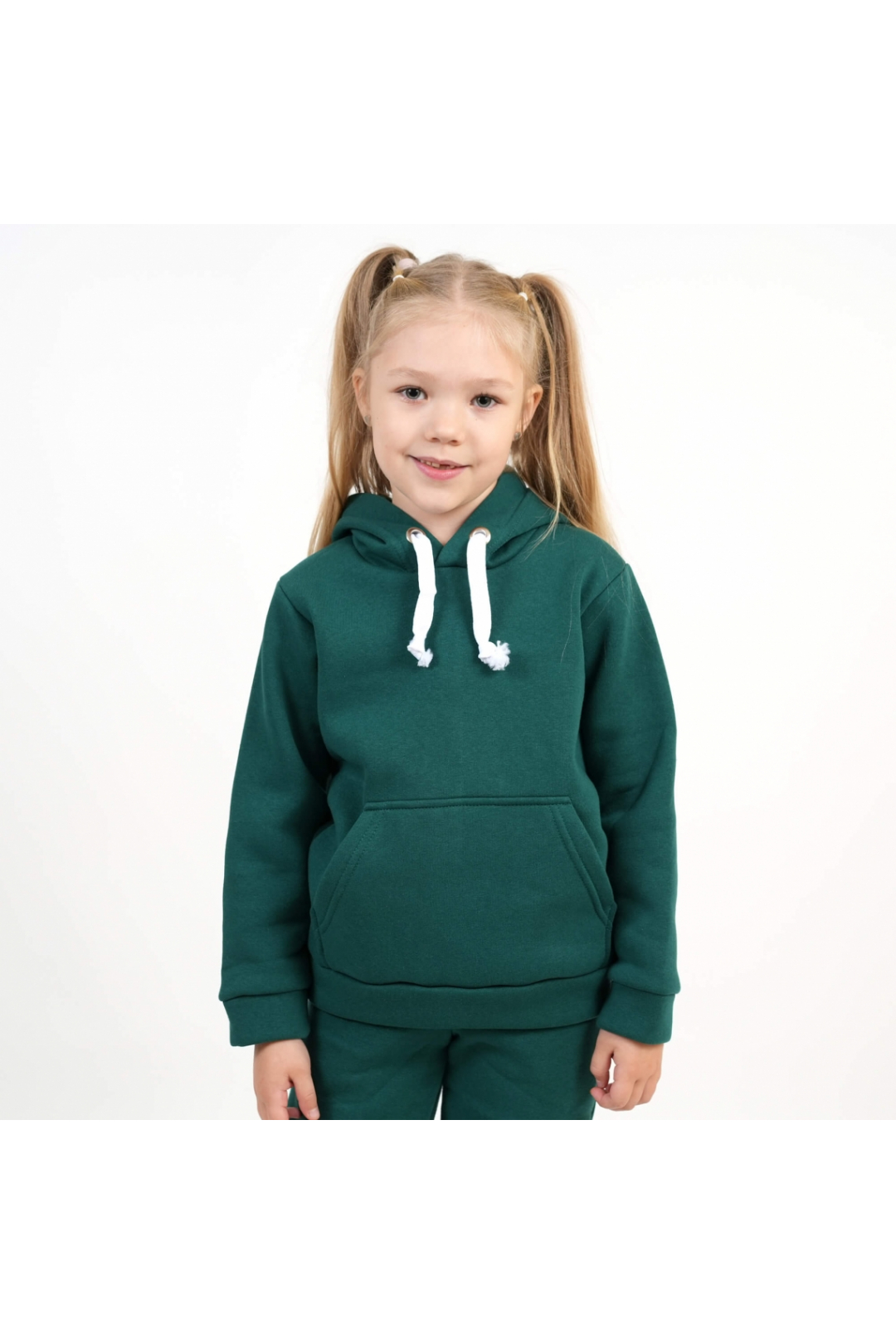 Теплий костюм для дівчинки смарагдовий тринитка на флісі