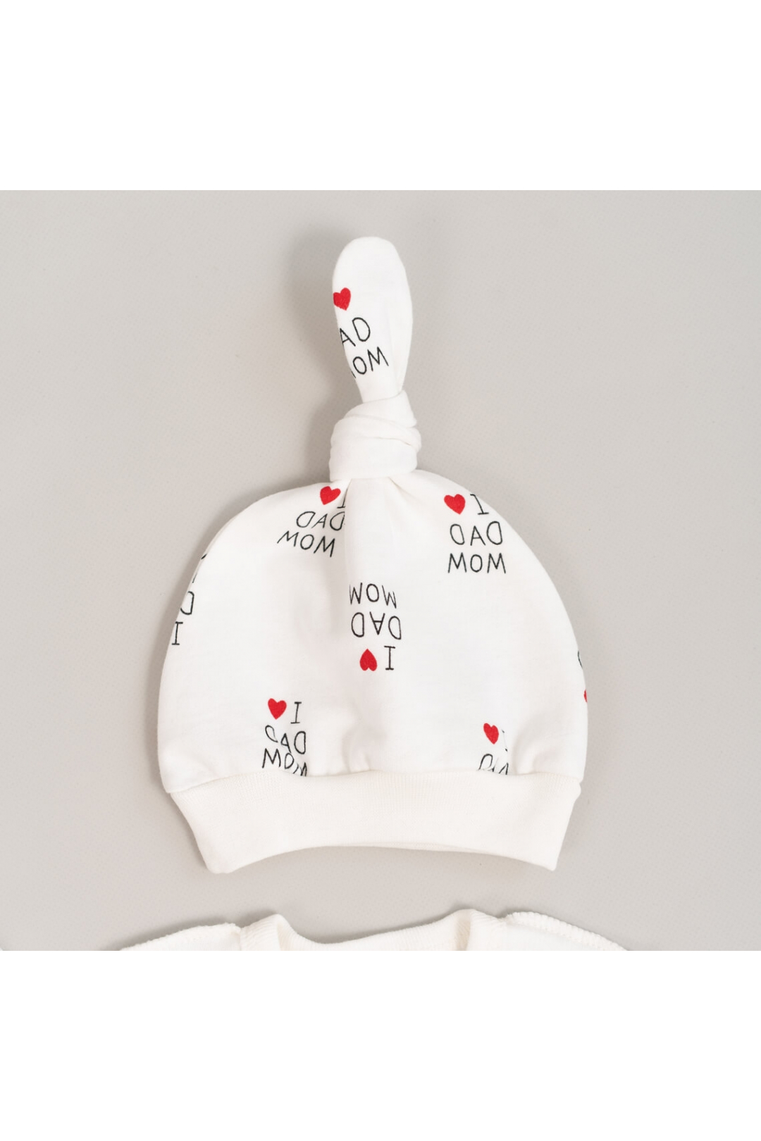 Комплект для новонародених Люблю маму, тата молочний начіс (футер)