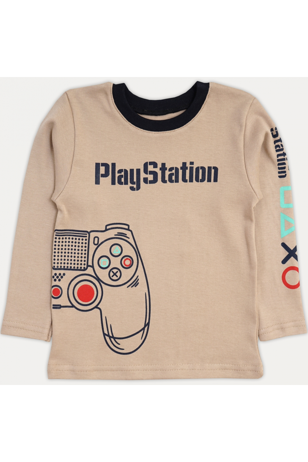 Футболка для хлопчика з довгим рукавом Play Station бежевий інтерлок