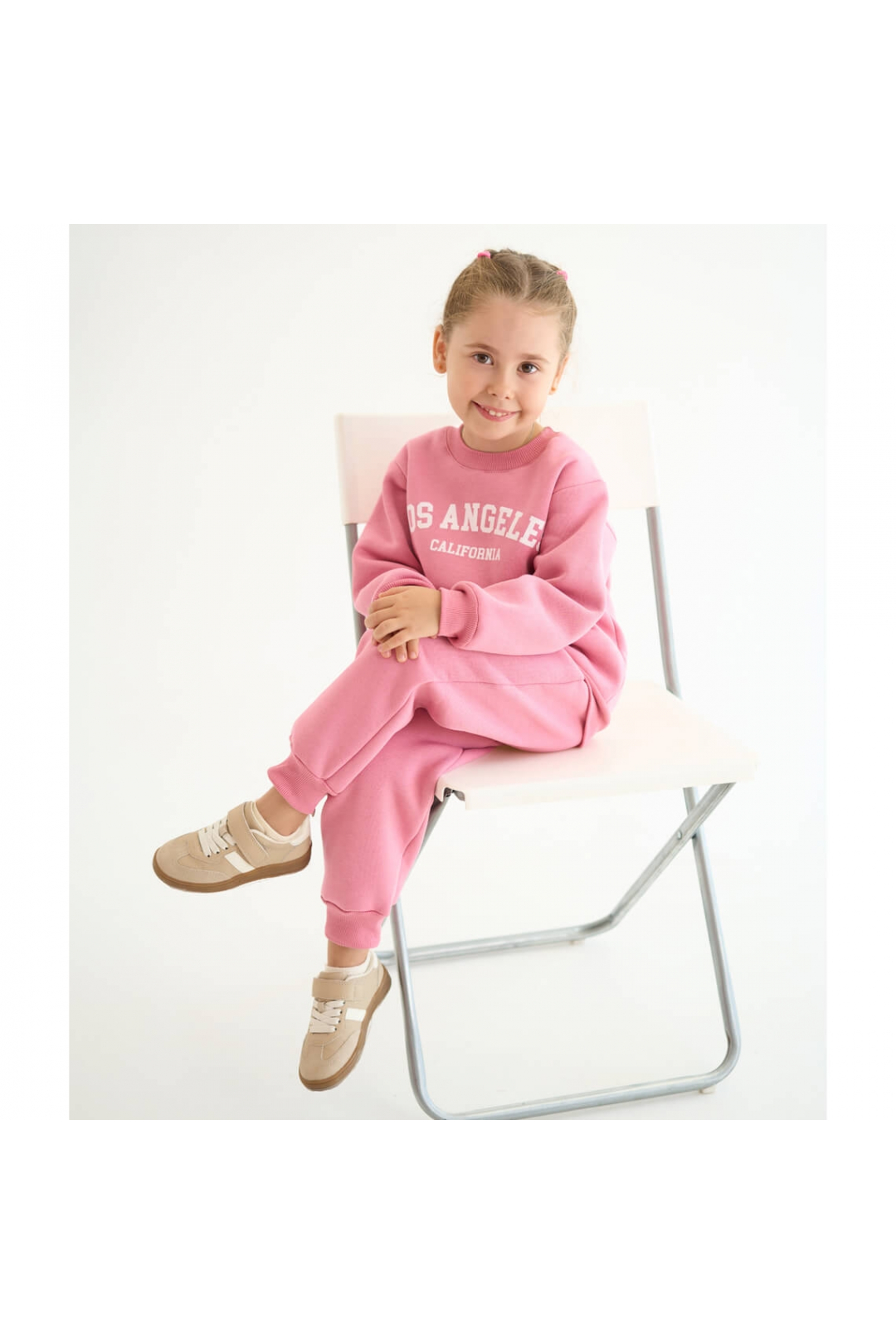 Костюм теплий для дівчинки рожевий тринитка на флісі