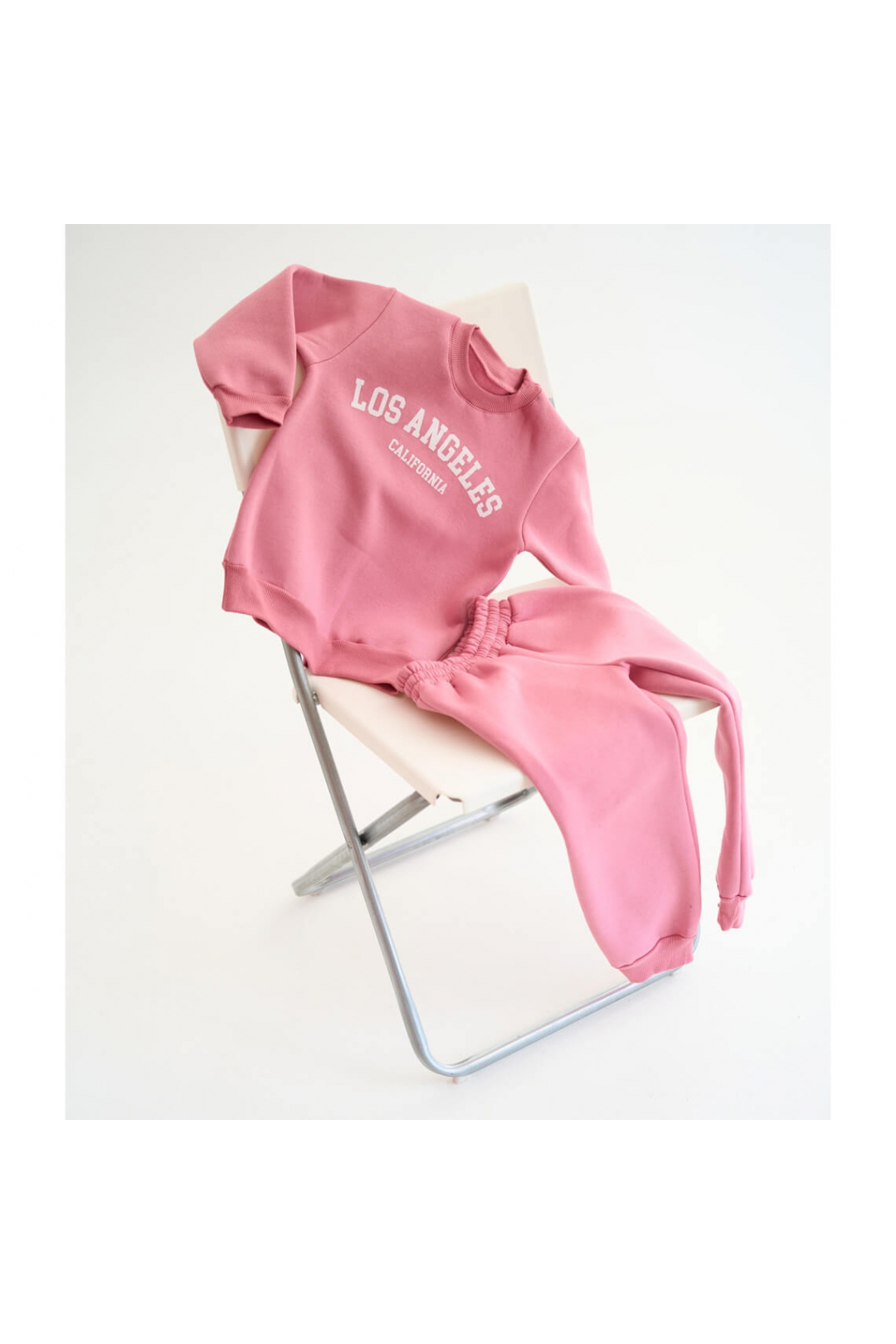 Костюм теплий для дівчинки рожевий тринитка на флісі