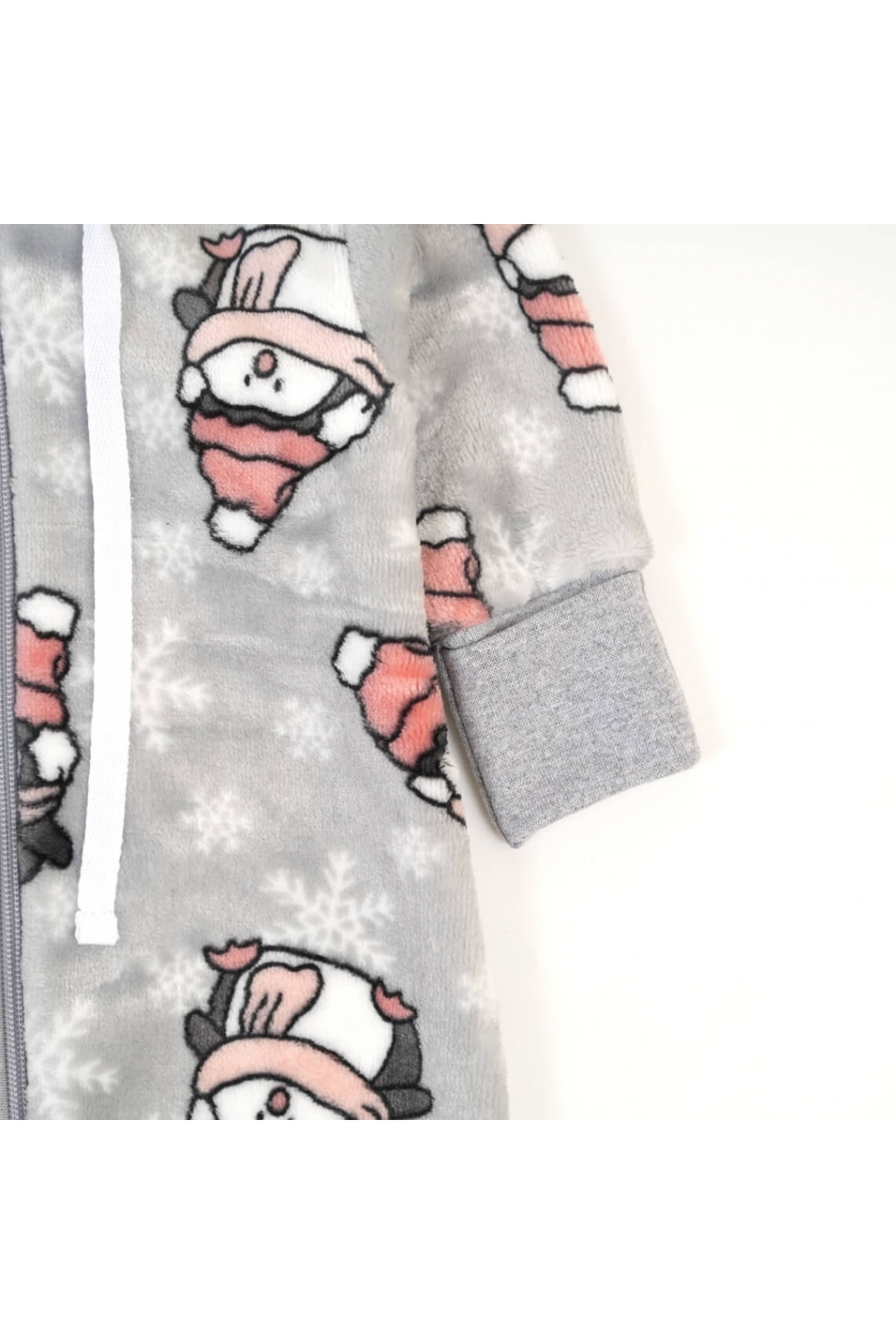 Комбінезон пухнастий для малят Пінгвіни сірий велсофт