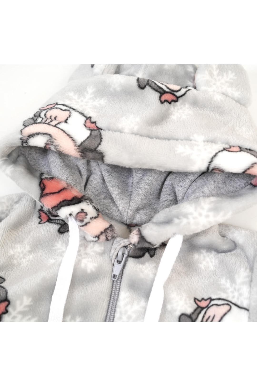 Комбінезон пухнастий для малят Пінгвіни сірий велсофт