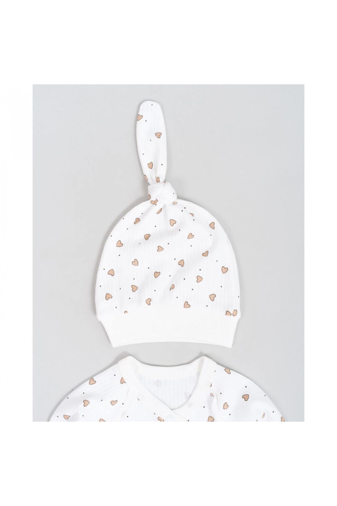 Комплект для Новонароджених Сердечка молочний інтерлок пеньє