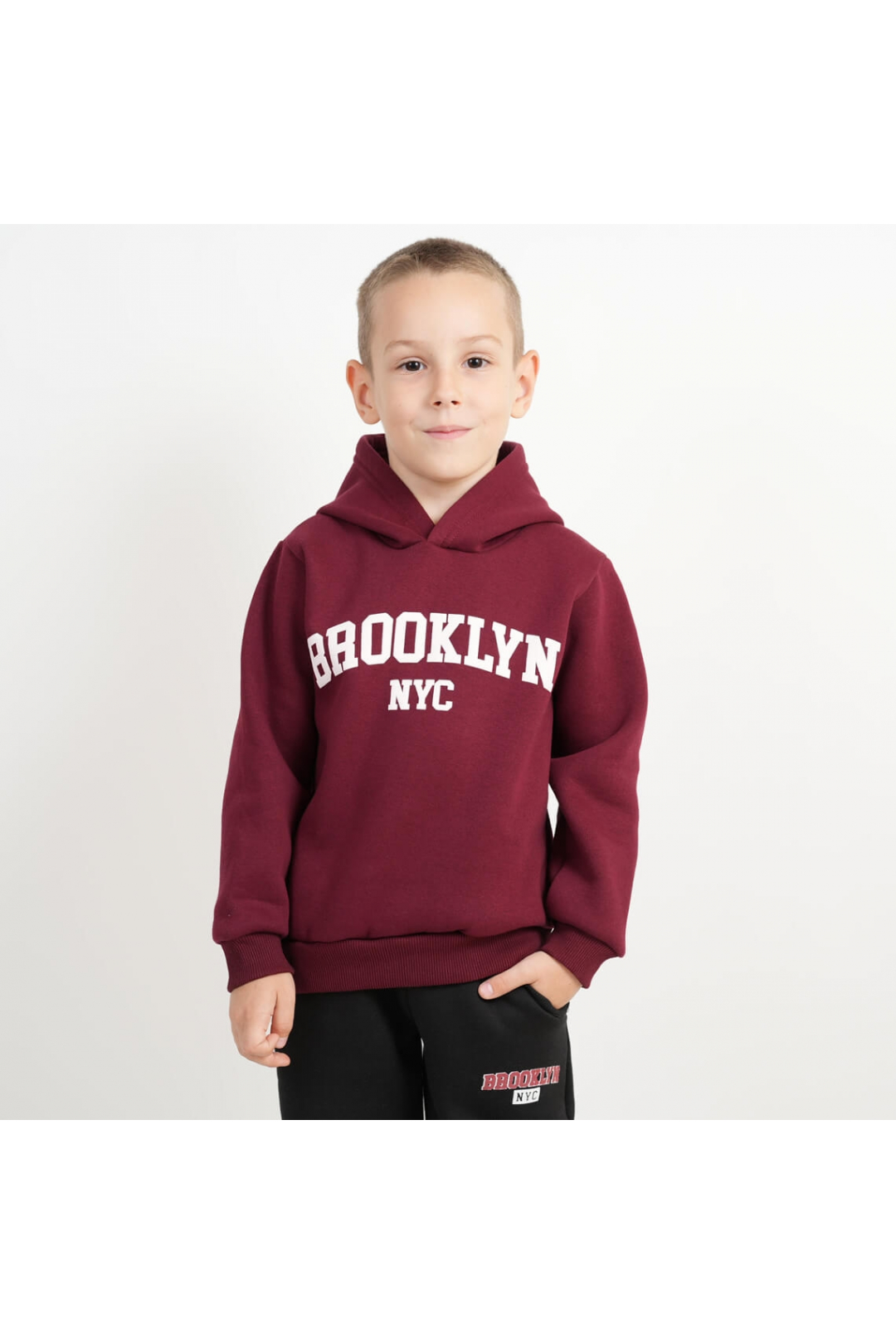 Костюм теплий для хлопчика бордо тринитка на флісі