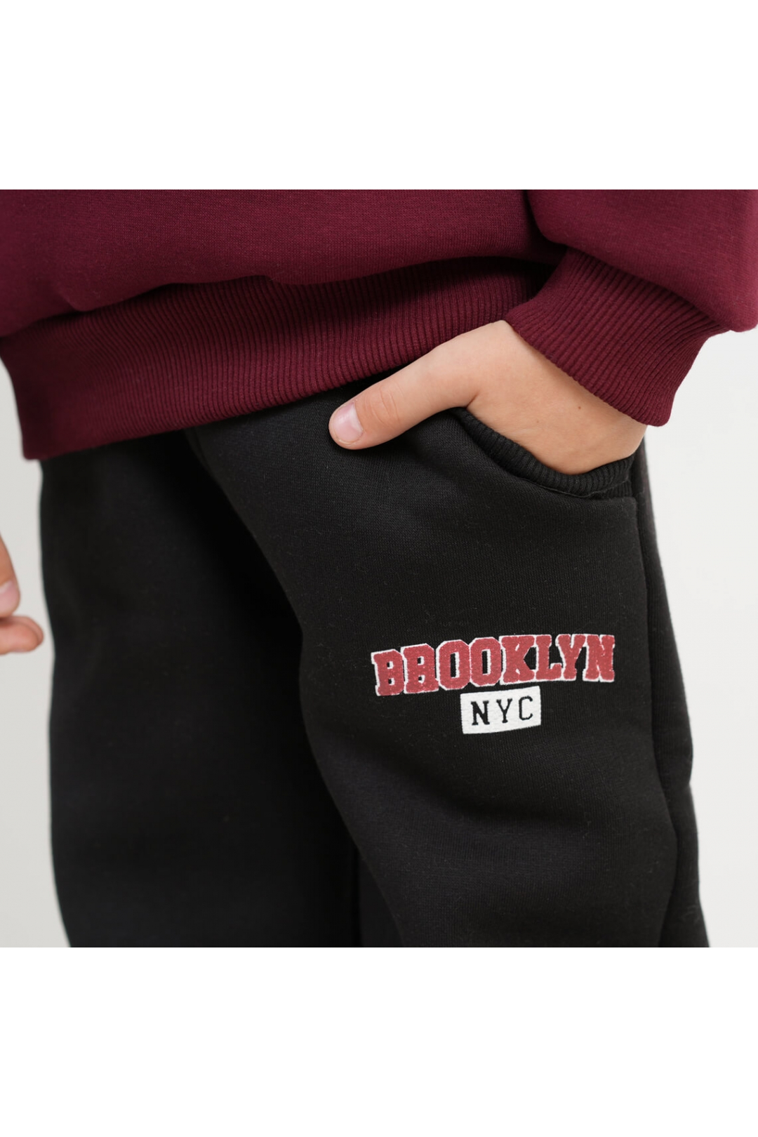 Костюм теплий для хлопчика бордо тринитка на флісі