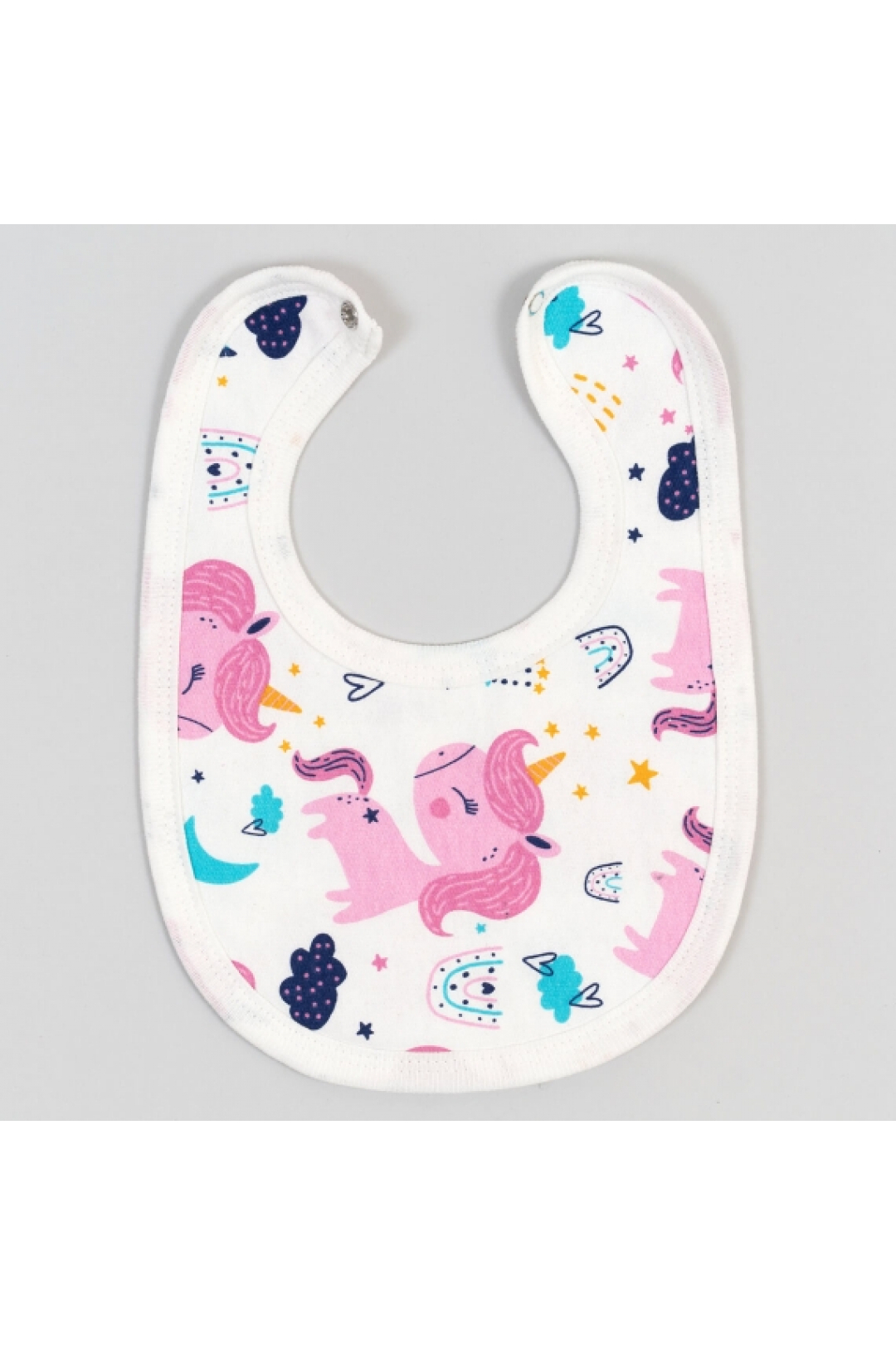 Слинявчик дитячий Єдиноріжкі молочний начіс(футер)