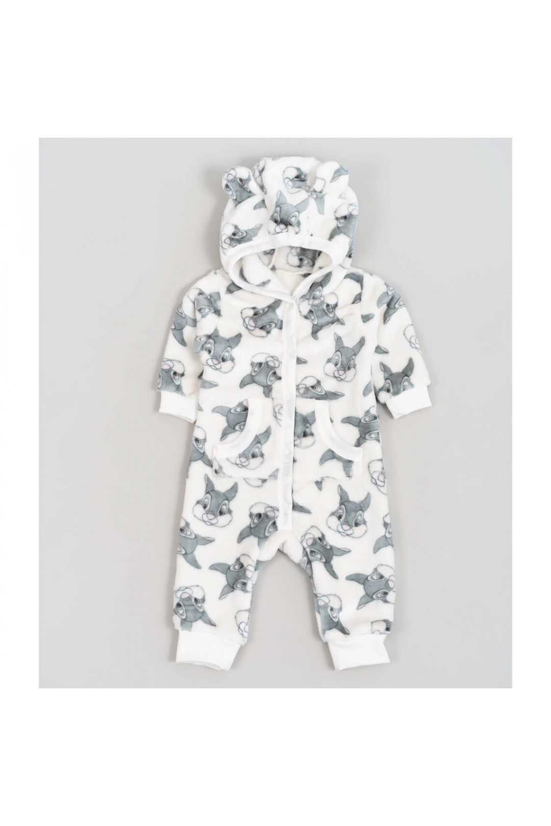 Комбінезон для малят Зайченята білий велсофт