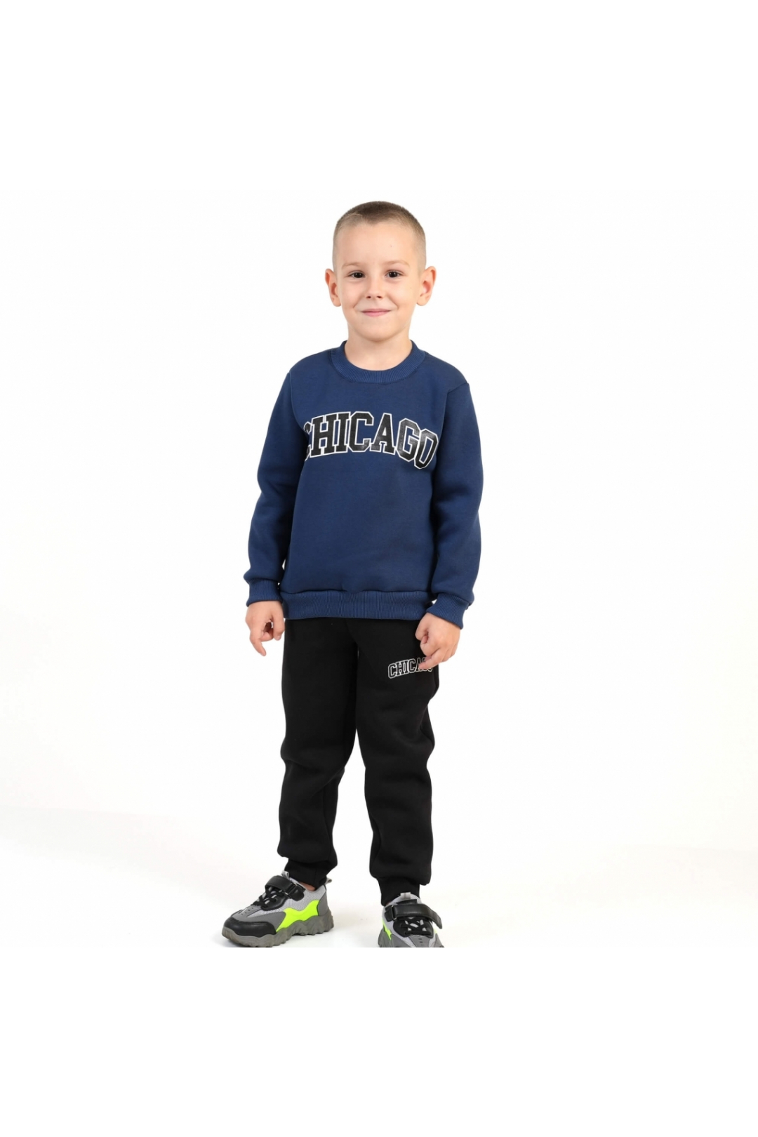 Костюм теплий для хлопчика індиго тринитка на флісі