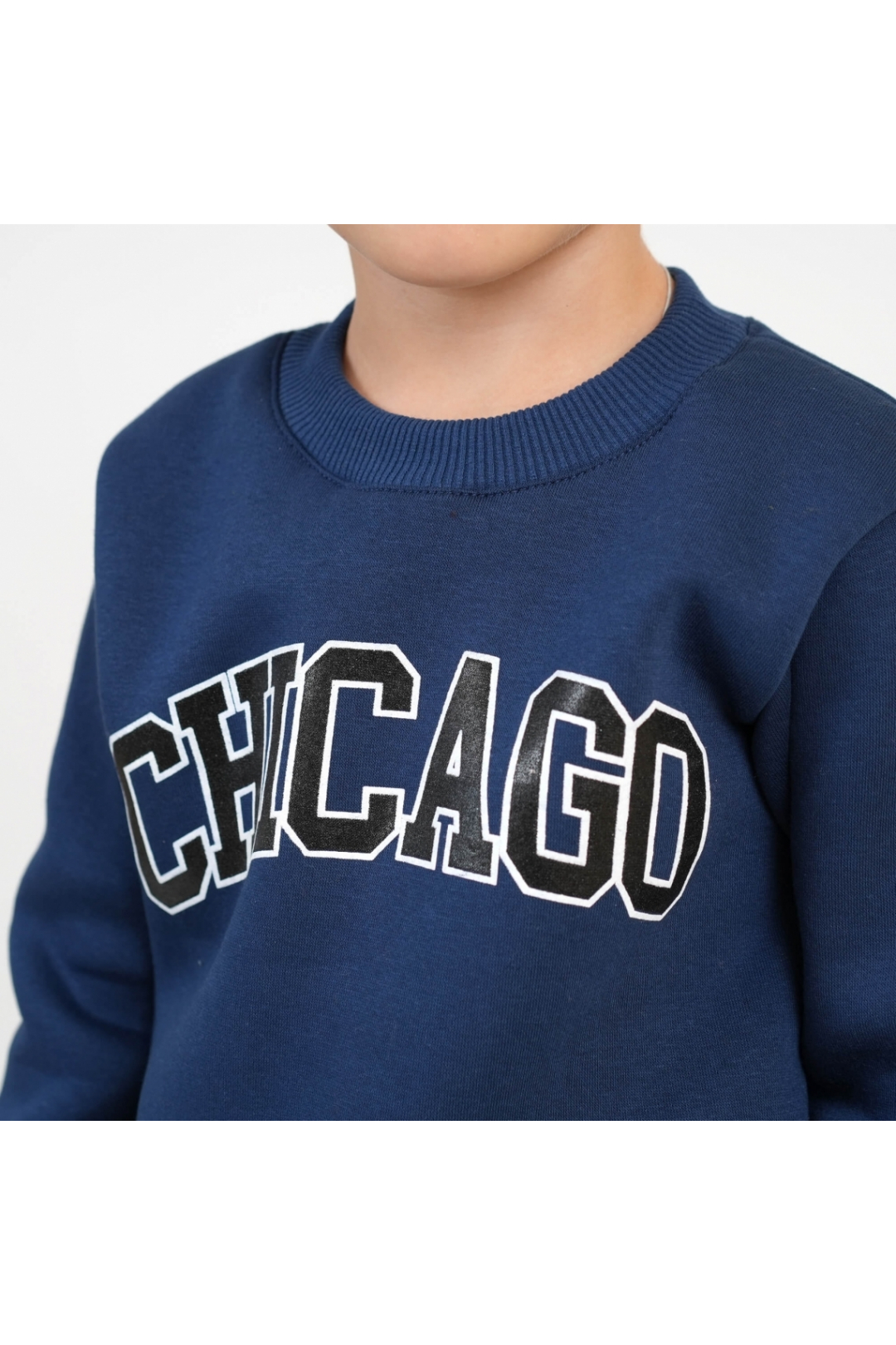 Костюм теплий для хлопчика індиго тринитка на флісі - 3