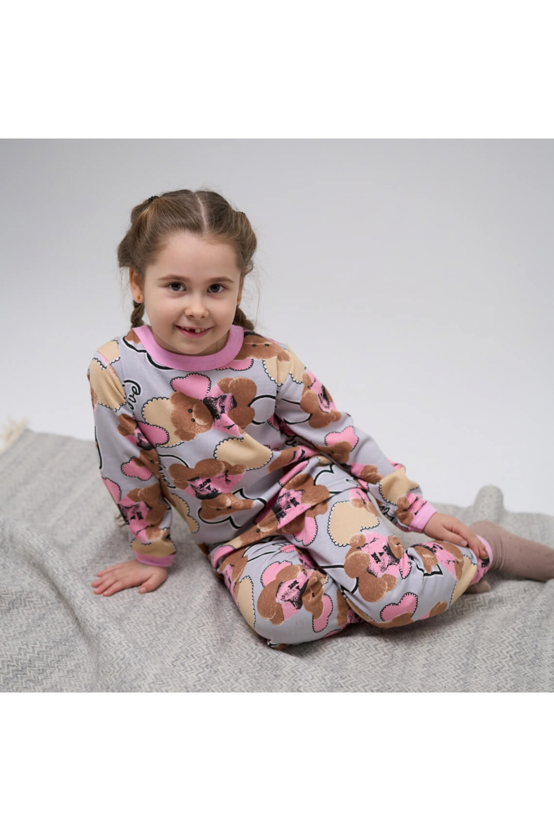 Піжама для дівчинки Ведмедики Love сірий начіс(футер)