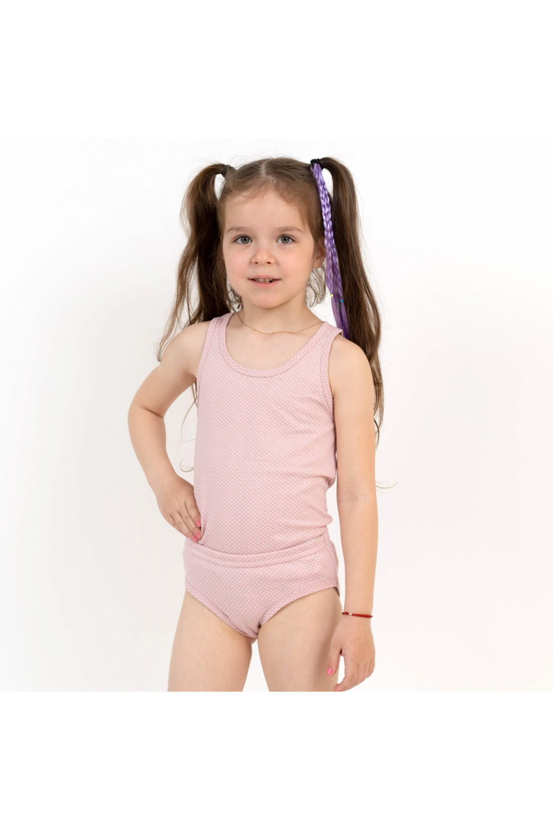 Комплект білизни  для дівчинки в горошок рожевий кулір