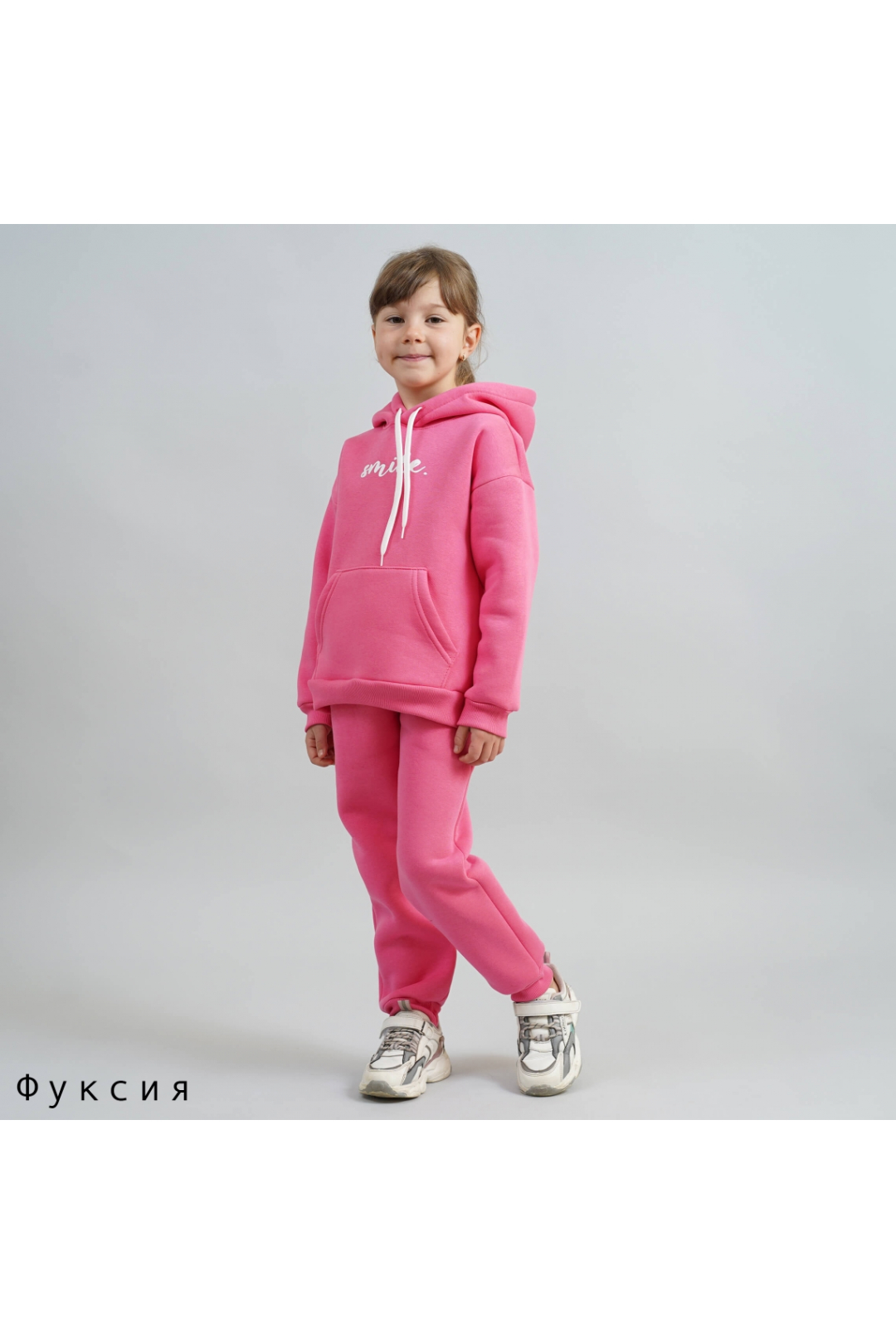 Теплий костюм для дівчинки фуксія тринитка на флісі