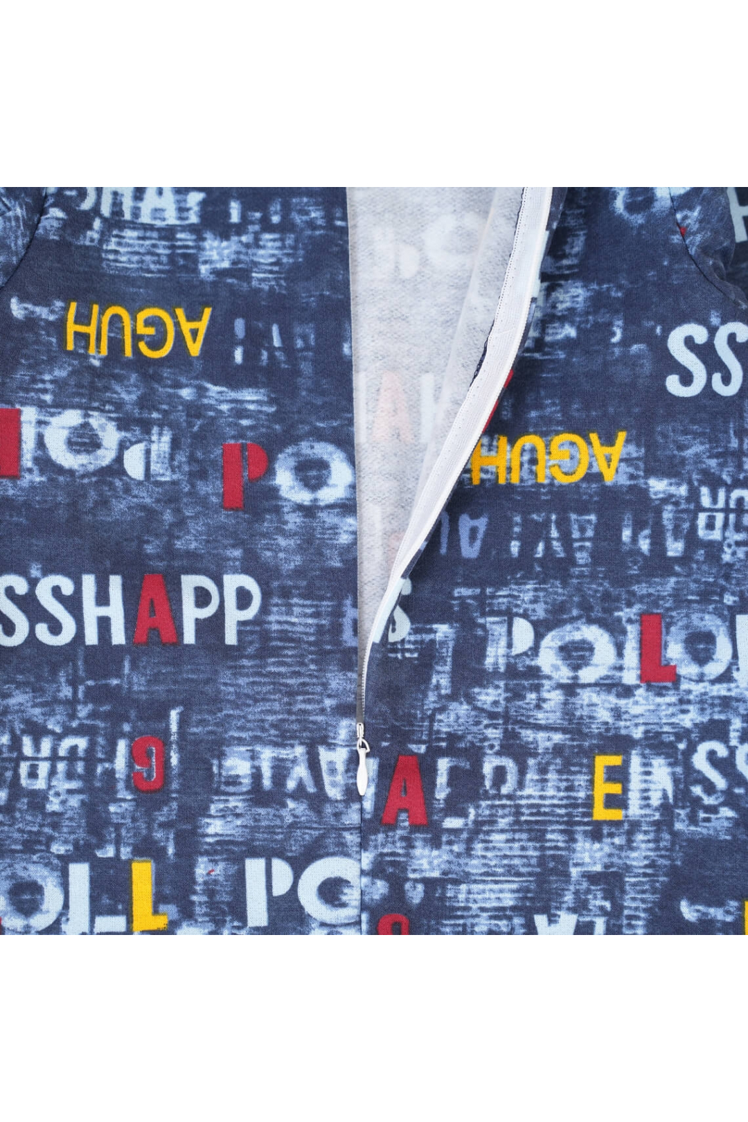 Піжама-комбінезон для хлопчика Надписи темно-синій начіс (футер)