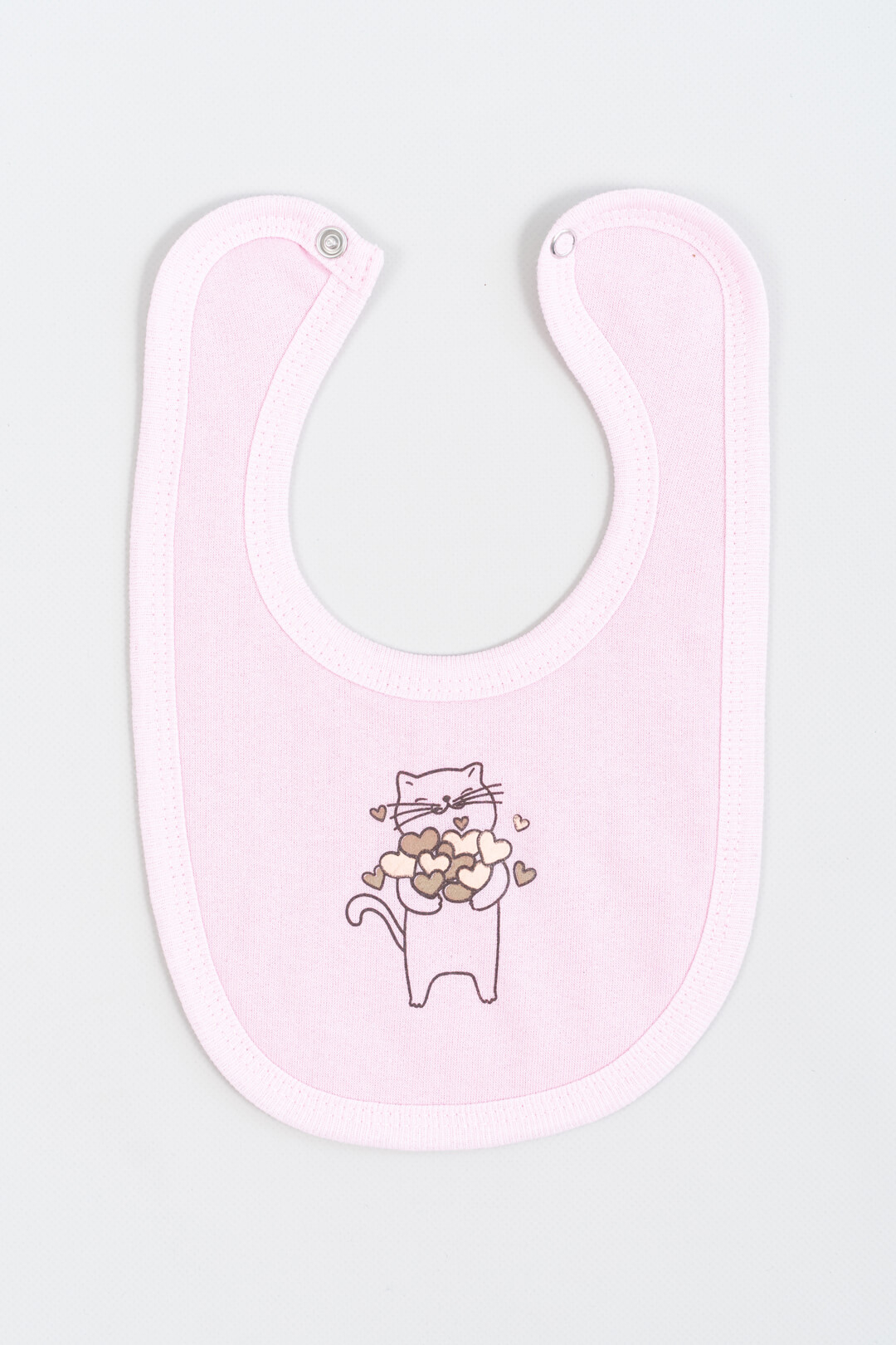 Слинявчик дитячий Котик світло рожевий начіс (футер)