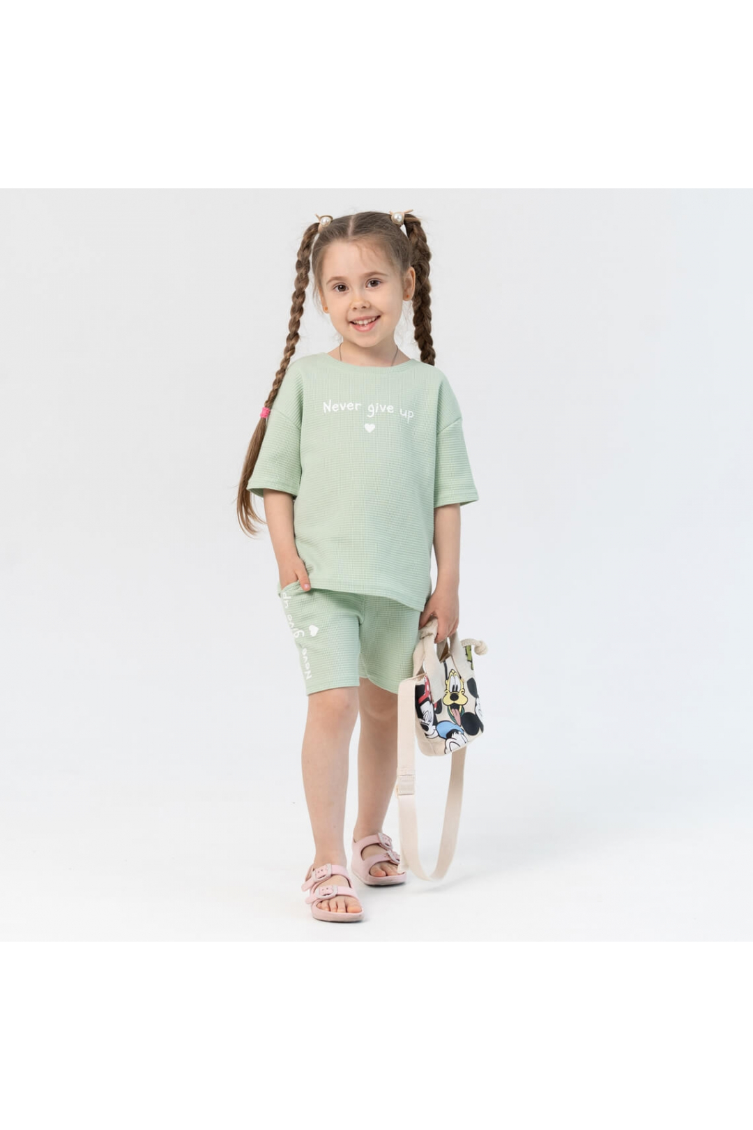 Костюм для дівчинки ментол вафельна структура