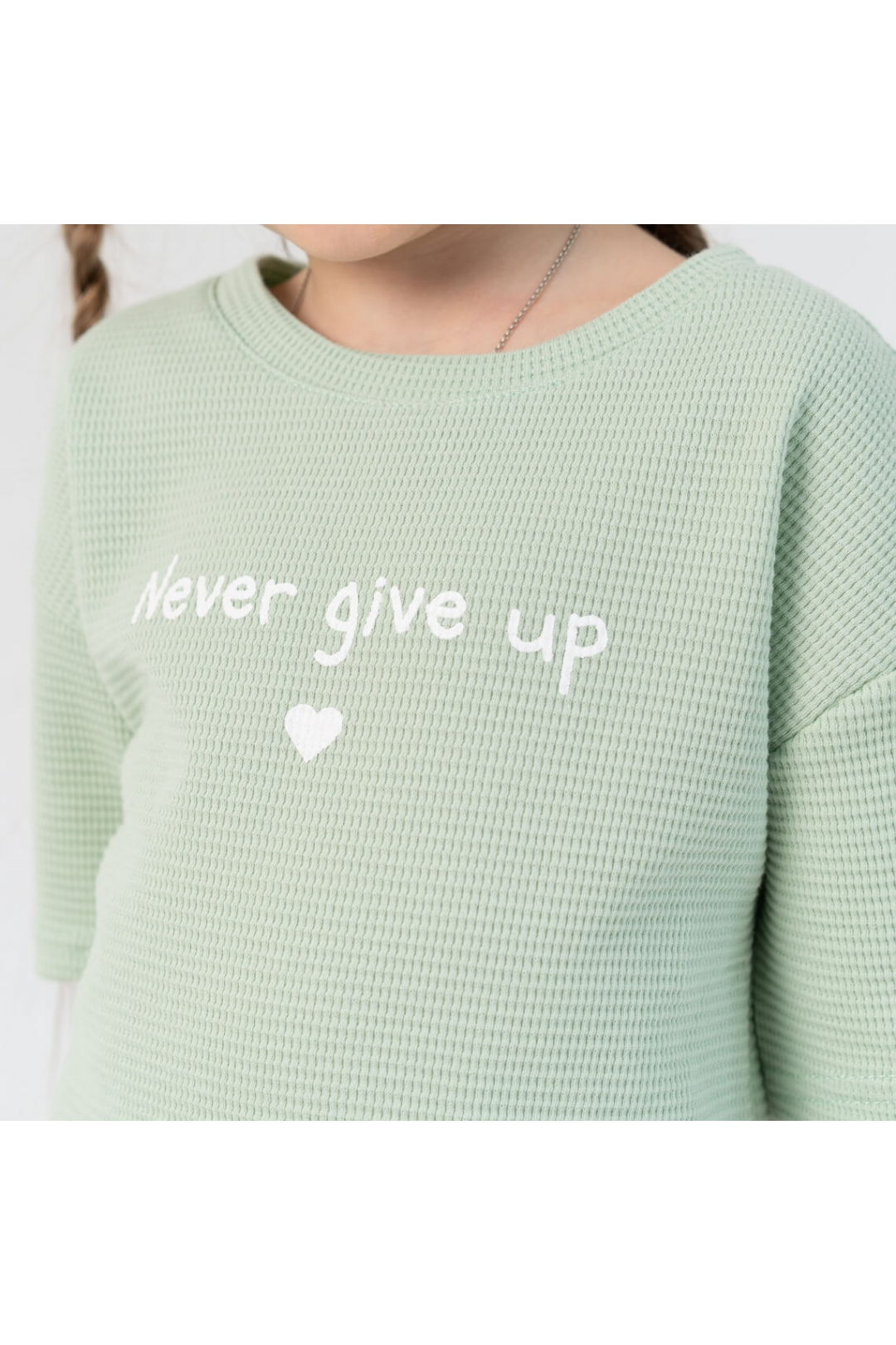 Костюм для дівчинки ментол вафельна структура