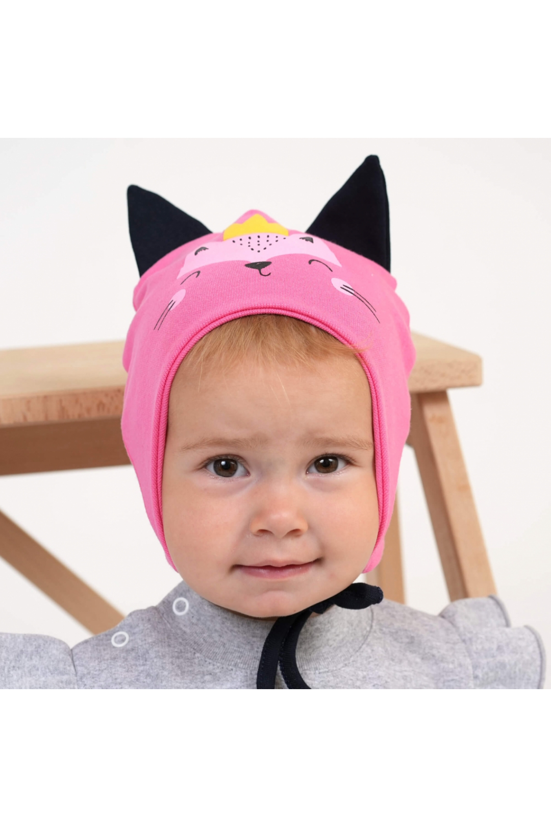 Шапочка Лисеня для дівчаток фуксія стрейч