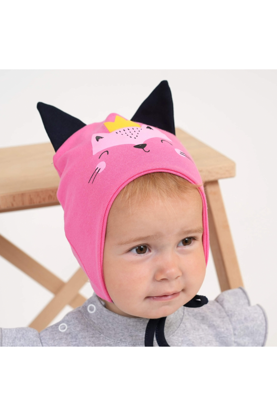 Шапочка Лисеня для дівчаток фуксія стрейч