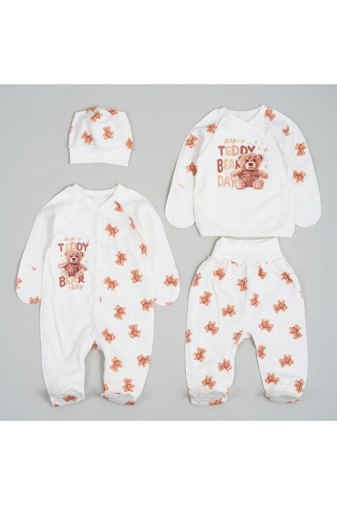 Комплект для новонароджених Ведмедики молочний начіс (футер)